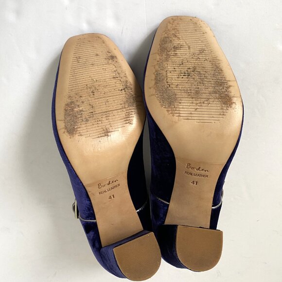 Boden Velvet Mary Jane Pump Heels Blue - Picture 10 of 11